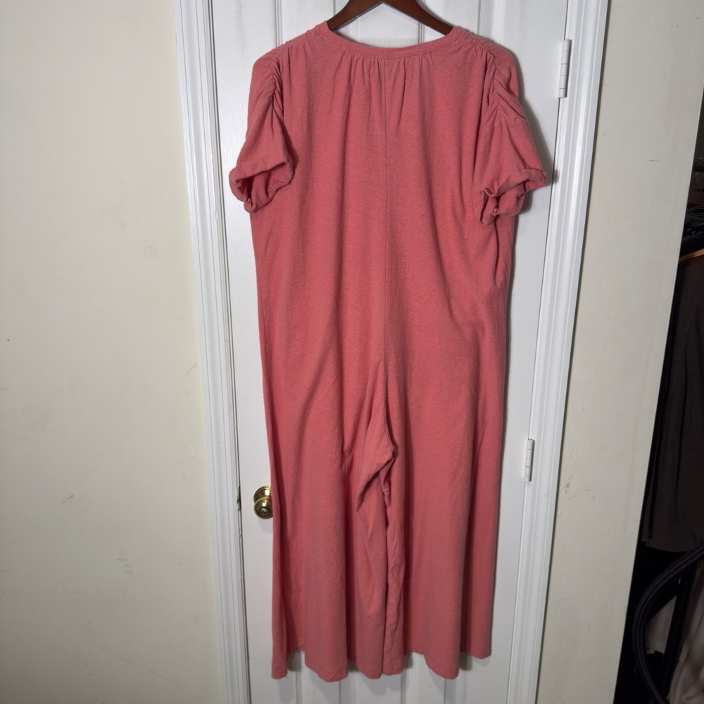 Free People FP Beach My Go To Jumpsuit Pink Short Sleeve Wide Leg Medium - Picture 7 of 8